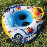 2 PC's verdikte politieauto vorm kinderen water zwemmen ring opblaasbare zwemstoel met stuurwiel  grootte: 60 x 60cm (Random Color Delivery)