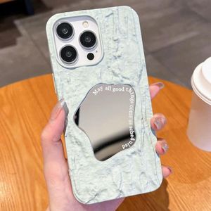 Voor iPhone 12 Pro Max Relif Rock Texture Mirror TPU Telefoonhoesje (Melkgroen)