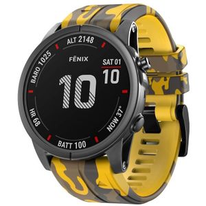 Voor Garmin Fenix 7 Camouflage siliconen horlogeband