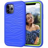 Voor iPhone 12 Pro Max Wave Pattern 3 in 1 Siliconen+PC Schokbestendige beschermhoes (Blue+Olivine)