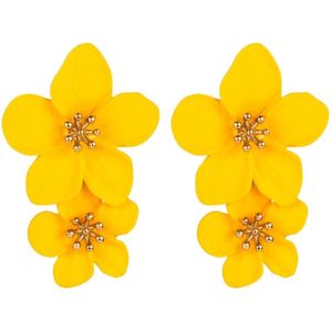 2 PCS Ladies Fashion Geometrische bloemen oorbellen (Geel)