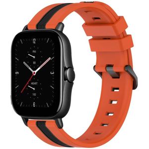 Voor Amazfit GTS 2E 20 mm verticale tweekleurige siliconen horlogeband (oranje + zwart)