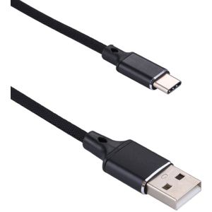 1m 2A Output USB naar USB-C / Type-C Nylon weven stijl Data Sync opladen kabel  voor Galaxy S8 & S8 PLUS / LG G6 / Huawei P10 & P10 Plus / Xiaomi Mi 6 & Max 2 en andere Smartphones(Black)