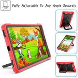 Voor Samsung Galaxy Tab A10.1 (2019) T510 Contrast Color Shockproof Robot Silicone + PC Case with Wristband Holder(Black + Rose Red)