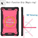 Voor Samsung Galaxy Tab A10.1 (2019) T510 Contrast Color Shockproof Robot Silicone + PC Case with Wristband Holder(Black + Rose Red)