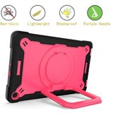 Voor Samsung Galaxy Tab A10.1 (2019) T510 Contrast Color Shockproof Robot Silicone + PC Case with Wristband Holder(Black + Rose Red)