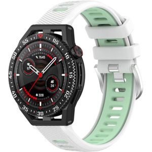 Voor Huawei Watch GT3 SE 22 mm sport tweekleurige stalen gesp siliconen horlogeband (wit + groenblauw)