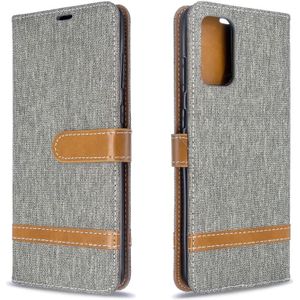 Voor Galaxy S20 Ultra Color Matching Denim Texture Horizontal Flip PU Leather Case met Holder & Card Slots & Wallet & Lanyard(Grey)