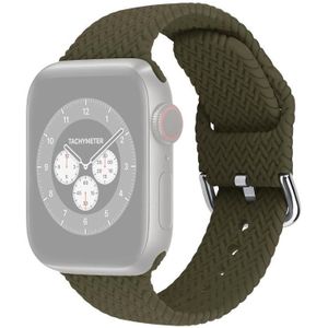Gevlochten siliconenvervanging horlogebanden met gesp voor Apple Watch Series 6 & SE & 5 & 4 44mm / 3 & 2 & 1 42mm (Dark Olive Green)