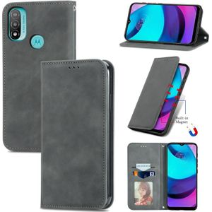 Voor Motorola Moto E20 retro huid voelt magnetische horizontale flip lederen tas met houder & kaart slots & portemonnee en fotolijst