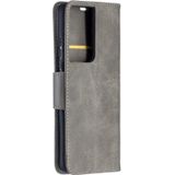 Voor Samsung Galaxy S30 Ultra Lambskin Texture Pure Color Horizontale Flip PU Lederen case met Holder & Card Slots & Wallet & Lanyard(Grijs)