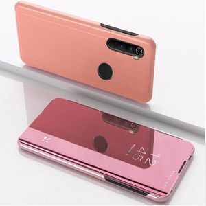 Voor Xiaomi Redmi Note 8 plating spiegel horizontale Flip lederen draagtas met beugel holster (Rose goud)