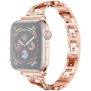 Kleurrijke diamant roestvrijstalen horlogeband voor Apple Watch serie & 40mm/3 & 2 & 1 38mm (Rose goud)
