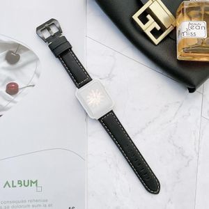 Grote hoofd gesp lederen vervangende horlogebanden voor Apple Watch Series 6 & SE & 5 & 4 40mm / 3 & 2 & 1 38mm (Zwart)