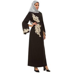 Vrouwen kralen uitlopende mouw lace-up jurk (kleur: zwart maat: xxxl)