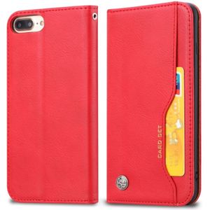 Knead huidtextuur horizontaal Flip lederen case voor iPhone 6 plus/7 plus/8 plus  met foto frame & houder & kaartsleuven & portemonnee (rood)