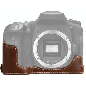 1/4 inch Thread PU lederen camera half case basis voor Canon EOS 90D (koffie)