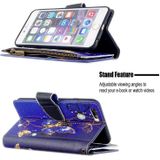 Voor iPhone 6s Plus & 6 Plus Gekleurd tekenpatroon Rits Horizontale Flip Lederen case met Holder & Card Slots & Wallet(Purple Butterfly)