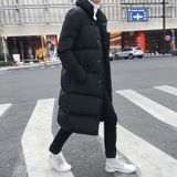 Mens lang naar beneden jas vacht winter Parkas dikke warme slanke pasvorm mannelijke overjas  grootte: XXXL (zwart)