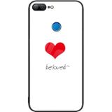 Voor Honor 9 Lite kleurrijk geschilderd glazen telefoonhoesje (rood hart)