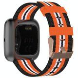 Voor FITBIT Versa Canvas Horlogeband (Zwart Oranje)