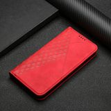 For Samsung Galaxy S21 5G Diamond Pattern Splicing Skin Feel Magnetic Horizontal Flip Leather Case with Card Slots & Holder & Wallet(Red)