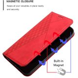 For Samsung Galaxy S21 5G Diamond Pattern Splicing Skin Feel Magnetic Horizontal Flip Leather Case with Card Slots & Holder & Wallet(Red)