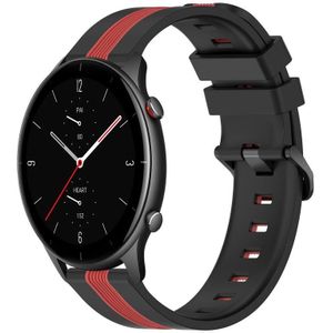 Voor Amazfit GTR 2e 22 mm verticale tweekleurige siliconen horlogeband (zwart + rood)