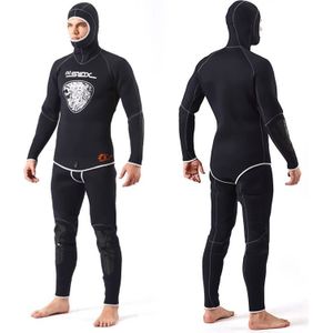 SLINX 1301 2 in 1 5mm neopreen Super elastische slijtvaste warme lange mouwen Split wetsuit set voor mannen  met kap