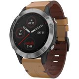 Voor Garmin Fenix 6 GPS 22 mm lederen horlogeband met stalen gesp