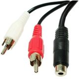 3.5mm vrouwtje stereo plug naar 2 RCA mannetje pluggen Kabel  Lengte: 38cm