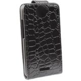 krokodil structuur Vertical Flip Hoesje lederen hoesje voor HTC One X / Edge / S720e (zwart)