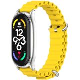 Voor Xiaomi Mi Band 7 / 7 NFC MIJOBS PLUS Marine siliconen ademende horlogeband (geel zilver)