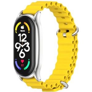 Voor Xiaomi Mi Band 7 / 7 NFC MIJOBS PLUS Marine siliconen ademende horlogeband (geel zilver)
