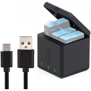 RUIGPRO USB Triple Batteries Housing Charger Box met USB Cable & LED Indicator Light voor GoPro HERO9 Black (Zwart)