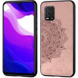 Voor Xiaomi 10 Lite 5G Mandala Relif Doek Cover PC + TPU Mobiele Telefoon Case met magnetische functie en handriem (Rose Gold)