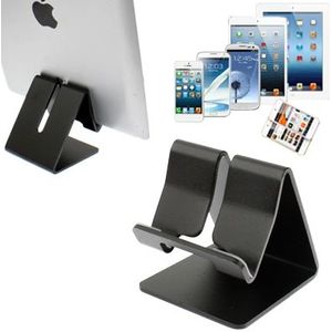 Aluminium Stand Desktop houder voor iPad  iPhone  Galaxy  Huawei  Xiaomi  HTC  Sony  en andere mobiele telefoons of Tablets(Black)