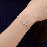 Valentines Day Gift Hamsa Hand Crystal ingelegd Hand keten armband  kettinglengte: 25cm(Silver)