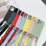 Elastic Silicone Protective Case with Wide Neck Lanyard For iPhone 11(Dark Green)