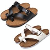 Couple Cork Slippers Men Summer Flip-flops Beach Sandals  Size: 45(White)