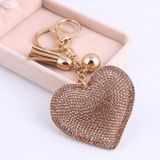 2 PC'S hart sleutelhanger leder kwast gouden sleutel houder metalen Crystal sleutelhanger keyring charme tas auto hanger cadeau (rood)