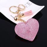 2 PC'S hart sleutelhanger leder kwast gouden sleutel houder metalen Crystal sleutelhanger keyring charme tas auto hanger cadeau (rood)