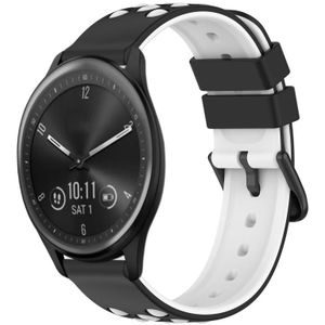 Voor Garmin Vivomove Sport 20 mm tweekleurige poreuze siliconen horlogeband (zwart + wit)