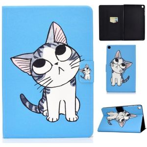 Voor Samsung Galaxy Tab A 10.1 (2019) T515 / T510 Voltage Painted Pattern Tablet PC Protective Leather Case met Bracket & Card Slots & Anti-skid Strip(Blue Cat)