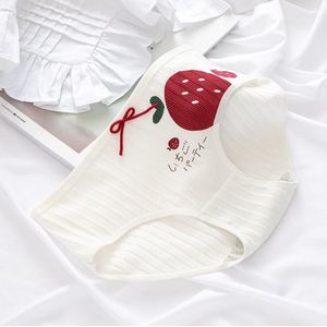 6 PCS Katoen Mid-waist Love Strawberry Ladies Slips (Kleur: Aardbei op de linker maat: XL)