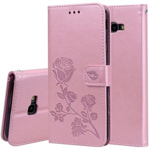 Rose relif horizontaal flip PU lederen Case voor Samsung Galaxy J4 Plus  met houder & kaartsleuven & portemonnee (Rose goud)