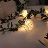 5m 50 LEDs zonne-simulatie groen blad rotan Rose bloem Vine LED licht string Garland decoratie