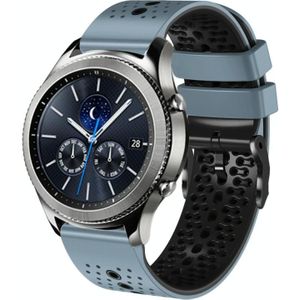 Voor Samsung Gear S3 Classic 22 mm geperforeerde tweekleurige siliconen horlogeband (blauw + zwart)