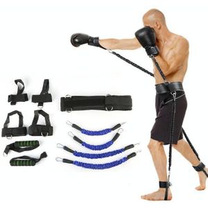 Bounce Trainer Fitness Resistance Band Boxing Pak Latex Buis Tension Touw Been Taille Trainer  Gewicht: 60 Pounds (Blauw)