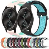 Voor Garmin VivoMove Style 20 mm geperforeerde ademende sport siliconen horlogeband (wit + zwart)